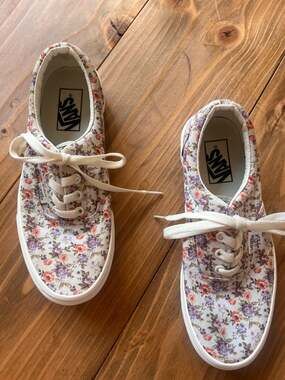 Vans Era Vintage Floral Marshmallow Skate Shoes Size 7.5